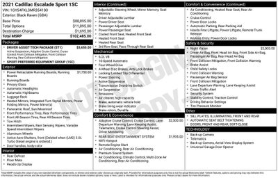 2021 Cadillac Escalade Sport