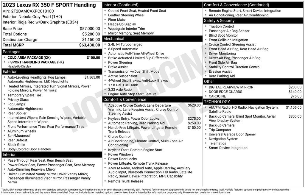 2023 Lexus RX 350 AWD 350 F Sport Handling