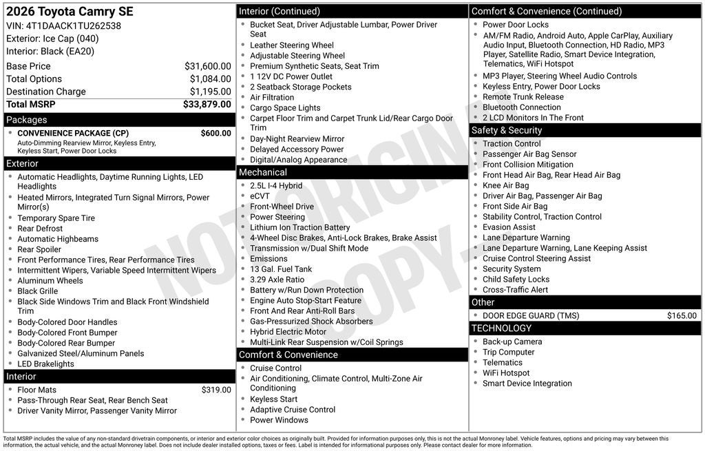 2026 Toyota CAMRY SE