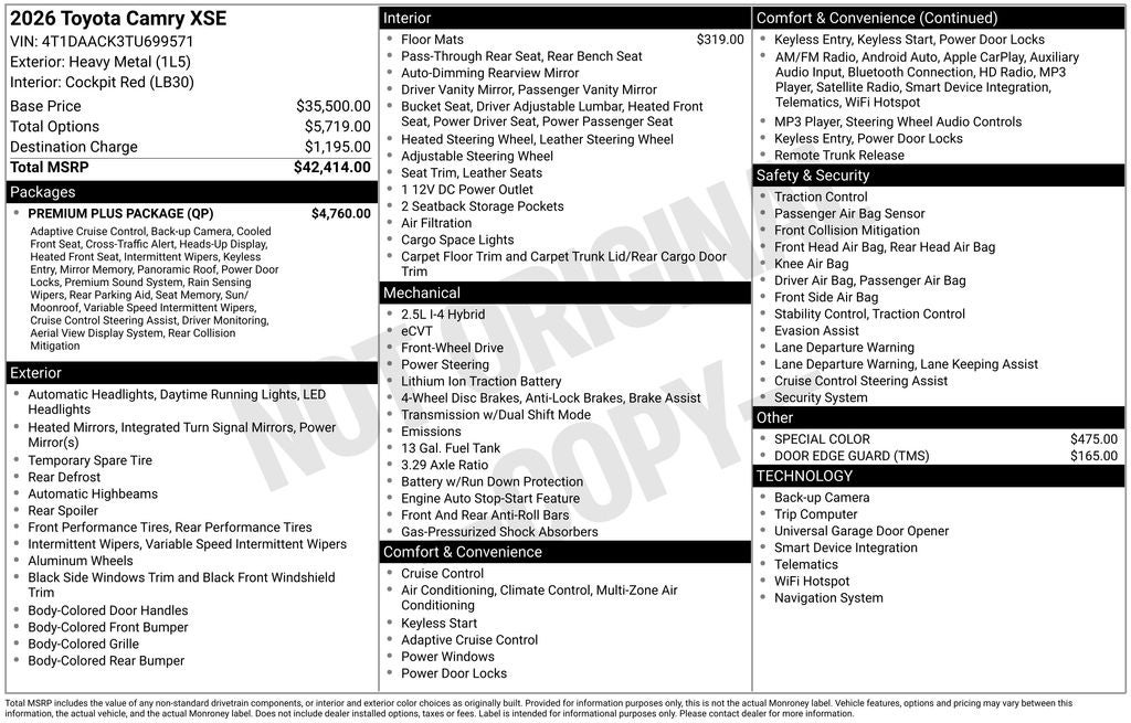 2026 Toyota CAMRY XSE