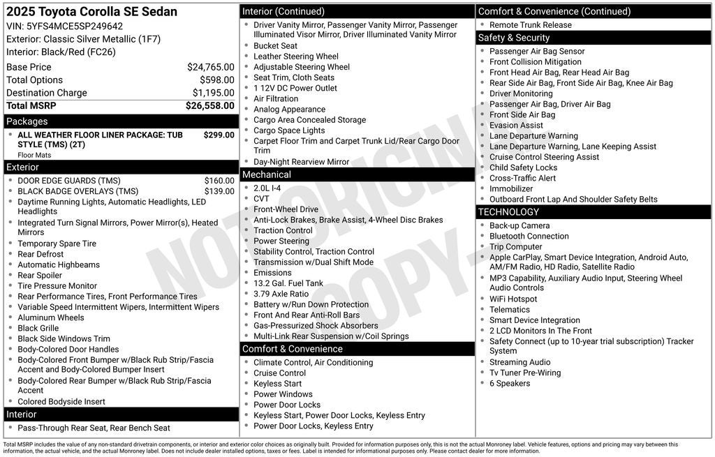 2025 Toyota COROLLA SE