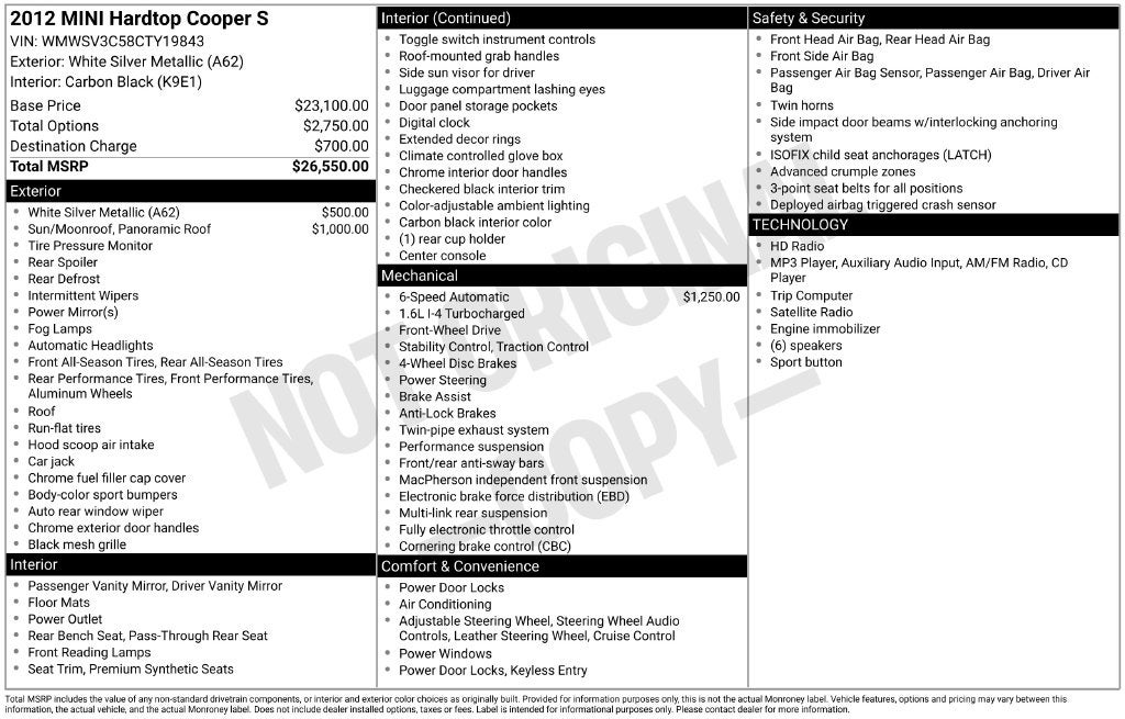 2012 MINI Cooper S Base