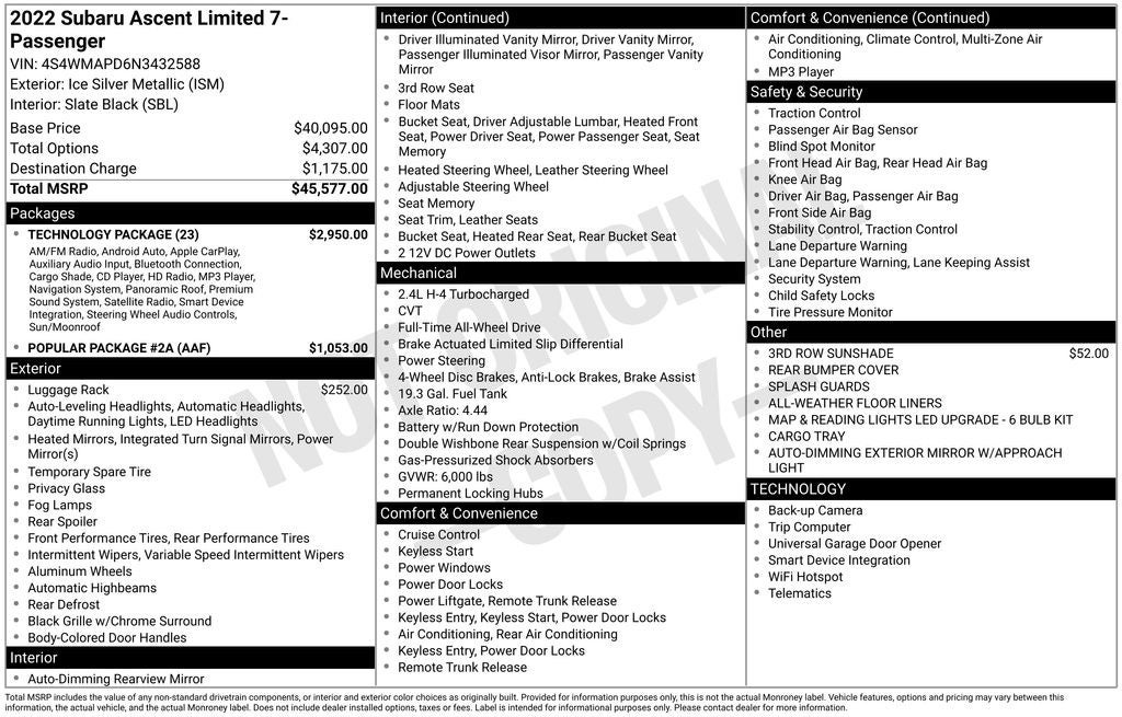 2022 Subaru Ascent Limited