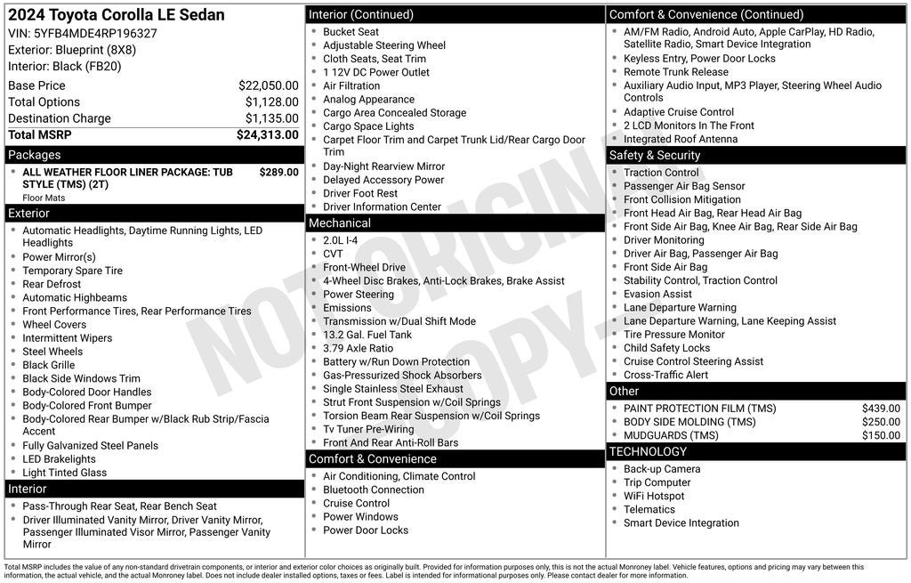 2024 Toyota COROLLA LE