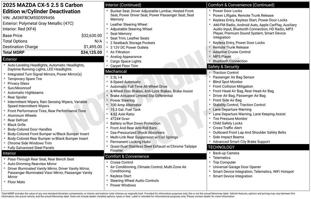 2025 Mazda Mazda CX-5 2.5 S Carbon Edition