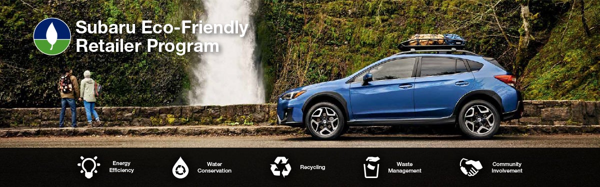 The Subaru Eco-Friendly Retailer Program logo with a blue Subaru and eco icons at bottom. | Fitzgerald Subaru of Gaithersburg in Gaithersburg MD